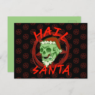 Hail Santa Zombie Halloween Skull Feiertagspostkarte