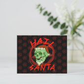 Hail Santa Zombie Halloween Skull Feiertagspostkarte (Stehend Vorderseite)