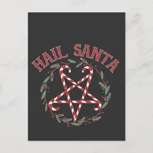 Hail Satan Christmas Krampus Xmas Devil Candy Ankündigungspostkarte (Vorderseite)