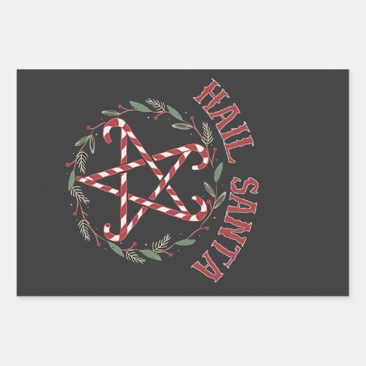 Hail Satan Christmas Krampus Xmas Devil Candy Geschenkpapier Set (Vorderseite)