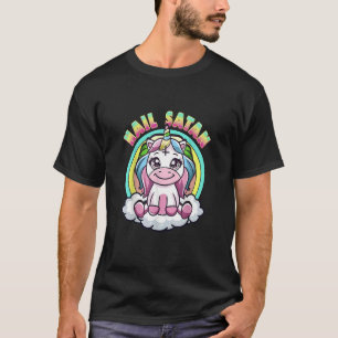 Hail Satan Einhorn Süß Regenbogen Heavy Metal Sa T-Shirt