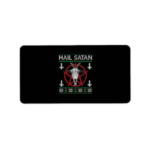 Hail Satan Goat Head Pentagram Funny Satanic Ugly Adressaufkleber