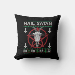 Hail Satan Goat Head Pentagram Funny Satanic Ugly Kissen