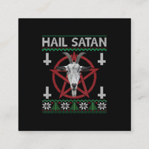 Hail Satan Goat Head Pentagram Funny Satanic Ugly Quadratische Visitenkarte