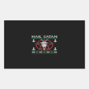 Hail Satan Goat Head Pentagramm Funny Satanic Ugly Rechteckiger Aufkleber