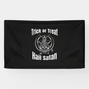 Hail Satan Pentagram Goat Halloween Banner