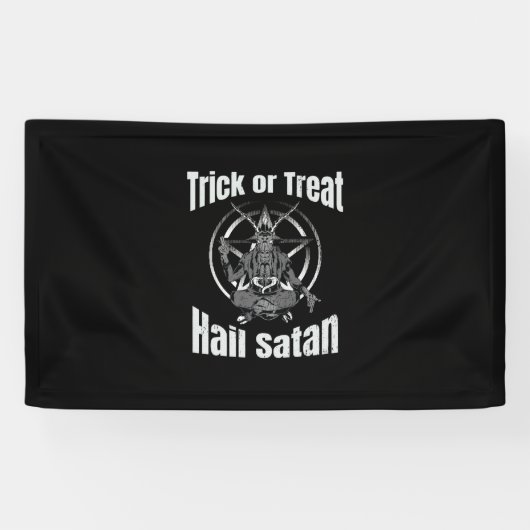 Hail Satan Pentagram Goat Halloween Banner (Horizontal)