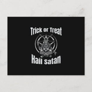 Hail Satan Pentagram Goat Halloween Postkarte