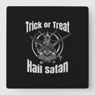 Hail Satan Pentagram Goat Halloween Quadratische Wanduhr