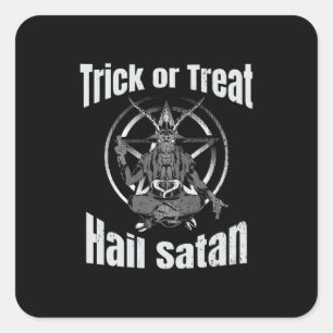 Hail Satan Pentagram Goat Halloween Quadratischer Aufkleber