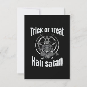 Hail Satan Pentagram Goat Halloween RSVP Karte