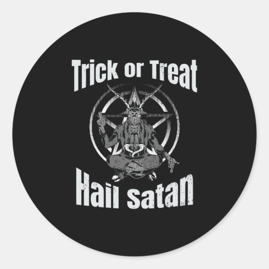 Hail Satan Pentagram Goat Halloween Runder Aufkleber (Vorderseite)