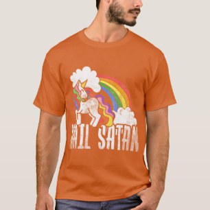 Hail Satan Retro Regenbogen Einhorn Mädchen T-Shirt
