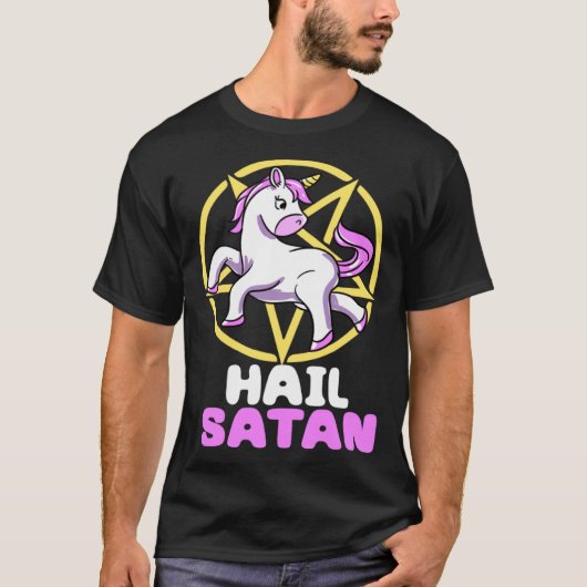 Hail Satan Unicorn Satan Demon Devil Gothic Hell P T-Shirt (Vorderseite)