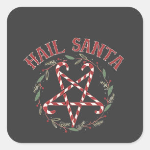 Hail Satan Weihnachten Krampus Xmas Teufel Süßigke Quadratischer Aufkleber