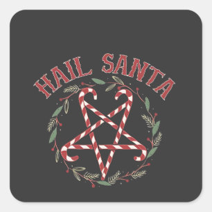 Hail Satan Weihnachten Krampus Xmas Teufel Süßigke Quadratischer Aufkleber