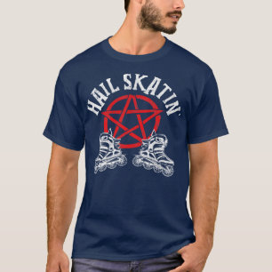 Hail Skatin Satanic Cross Roller Skaten Satan Pen T-Shirt