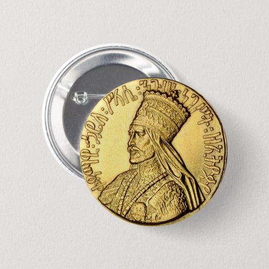 Haile Selassie Button Rasta Reggae Merchandise (Vorne & Hinten)