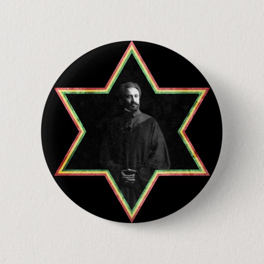 Haile Selassie Davidsstern Button (Vorderseite)