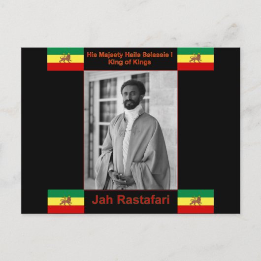 Haile Selassie der Löwe von Judah, Jah Rastafari Postkarte (Vorderseite)