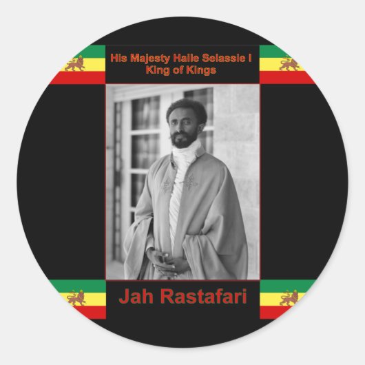 Haile Selassie der Löwe von Judah, Jah Rastafari Runder Aufkleber (Vorderseite)