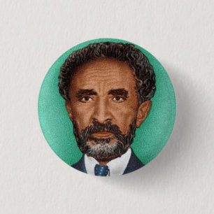Haile Selassie Ethiopia Jah Rastafari Reggae Roots Button