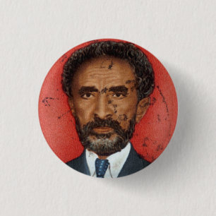 Haile Selassie Ethiopia Jah Rastafari Reggae Roots Button