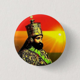 Haile Selassie I Jah Rastafari Rasta Reggae Roots Button