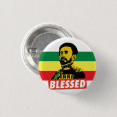 Haile Selassie I Jah Rastafari Rasta Reggae Roots Button (Vorne & Hinten)