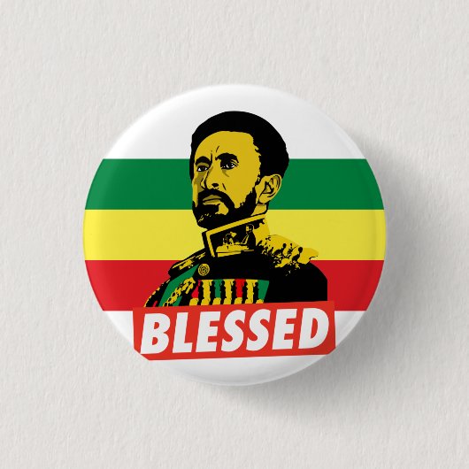 Haile Selassie I Jah Rastafari Rasta Reggae Roots Button (Vorderseite)