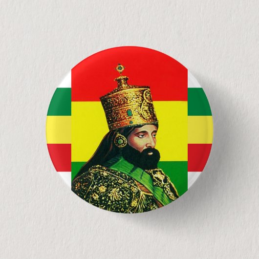 Haile Selassie I Jah Rastafari Rasta Reggae Roots Button (Vorderseite)