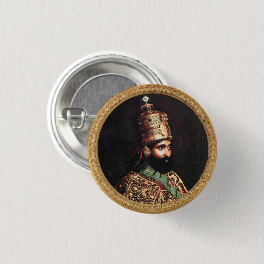 Haile Selassie I Jah Rastafari Reggae Rasta Button (Vorne & Hinten)