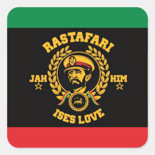 Haile Selassie I Jah Rastafari Reggae Rasta Knopf Quadratischer Aufkleber