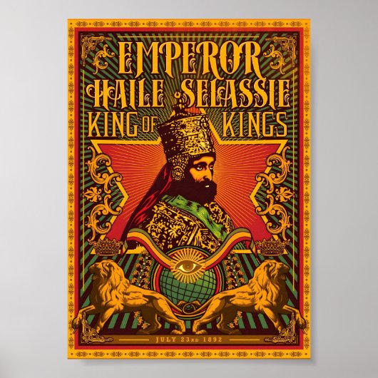 Haile Selassie I Poster Jah Rastafari Rasta Poster (Vorne)