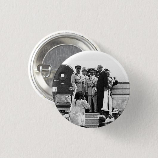 Haile Selassie - Jah - Messiah - Rastafari Button (Vorne & Hinten)