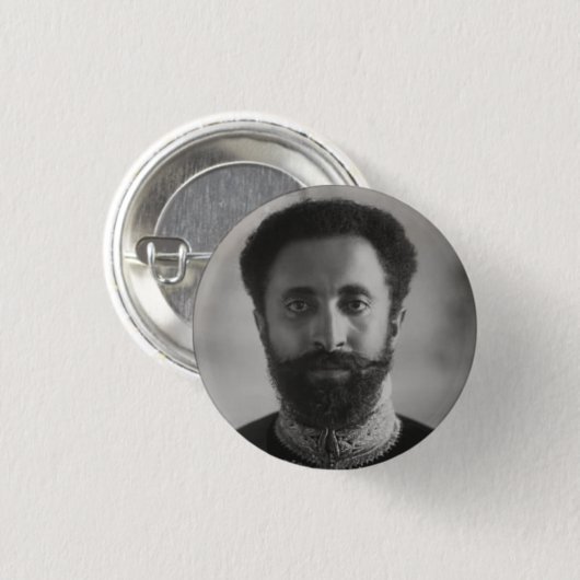Haile Selassie - Jah - Messiah - Rastafari Button (Vorne & Hinten)