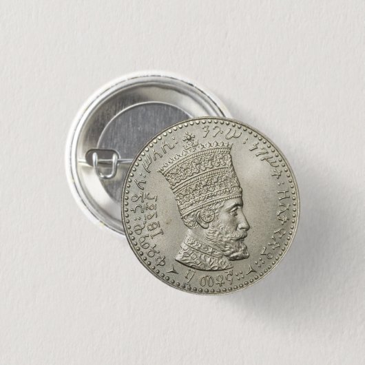 Haile Selassie - Jah - Messiah - Rastafari Button (Vorne & Hinten)