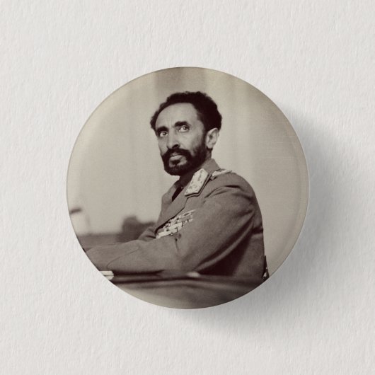 Haile Selassie - Jah - Messiah - Rastafari - Schal Button (Vorderseite)