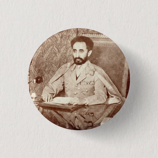 Haile Selassie - Jah - Messiah - Rastafari - Schal Button (Vorderseite)
