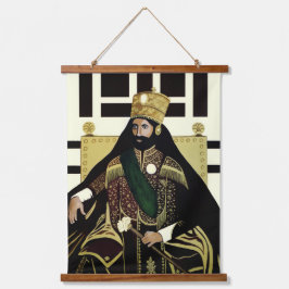 Haile Selassie Jah Rastafari Rasta Reggae Roots   Wandteppich Mit Holzrahmen