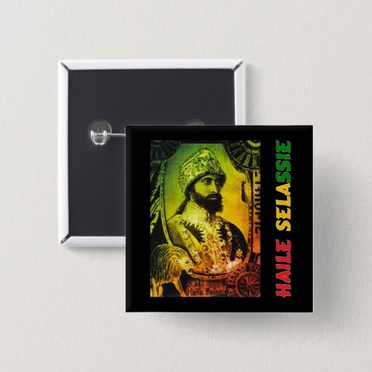 Haile Selassie Knopf Button (Vorne & Hinten)
