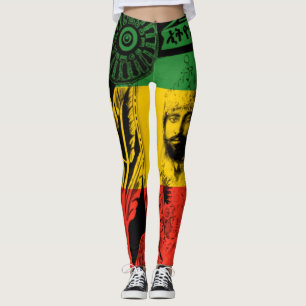 Haile Selassie Leggings Lion of Judah Design