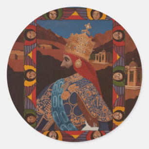 Haile Selassie Modern Art Jah Rastafari Roots Runder Aufkleber