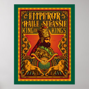 Haile Selassie Postkarte Jah Rastafari Metalldruck Poster