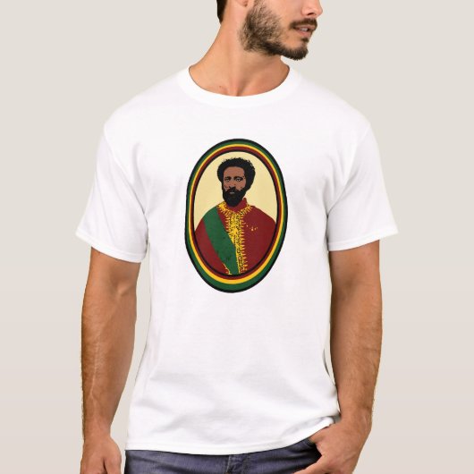 Haile Selassie Rasta Reggae Äthiopien Jamaika T-Shirt (Vorderseite)