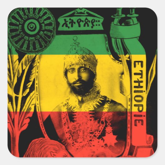 Haile Selassie Sticker Red Gold Green Rasta (Vorderseite)