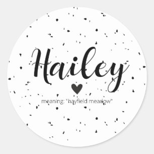 Hailey Name Reveal bedeutet minimale moderne neutr Runder Aufkleber