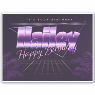 Hailey Name Vorname lila retro Sticker Geburtstag