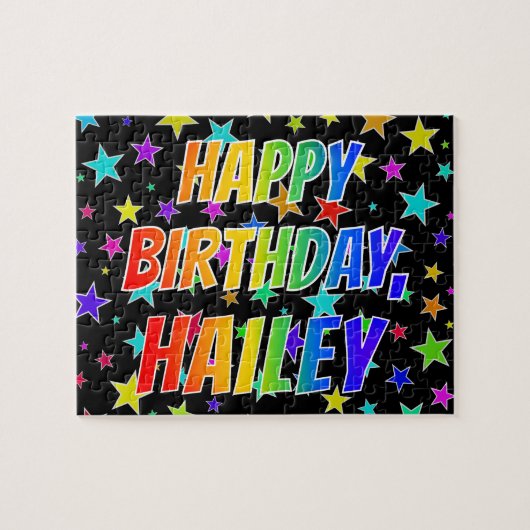 "HAILEY" Vorname, Spaß "GLÜCKLICHER GEBURTSTAG" Puzzle (Horizontal)