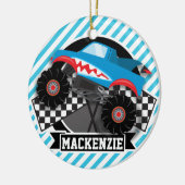 Haimonster-Lkw; karierte Flagge; Blaue Streifen Keramikornament (Links)